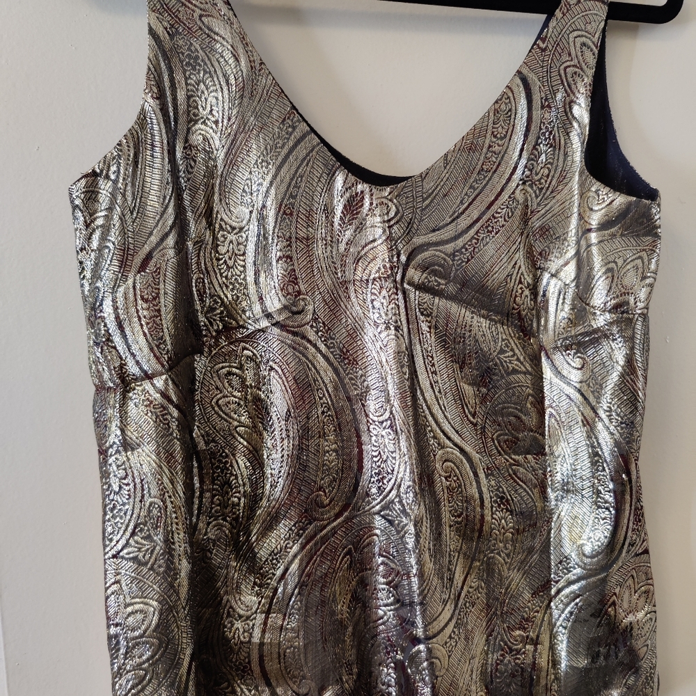 J. Crew Size 2 cami in gilded paisley Sleeveless Silk Blouse Metallic Tank Top